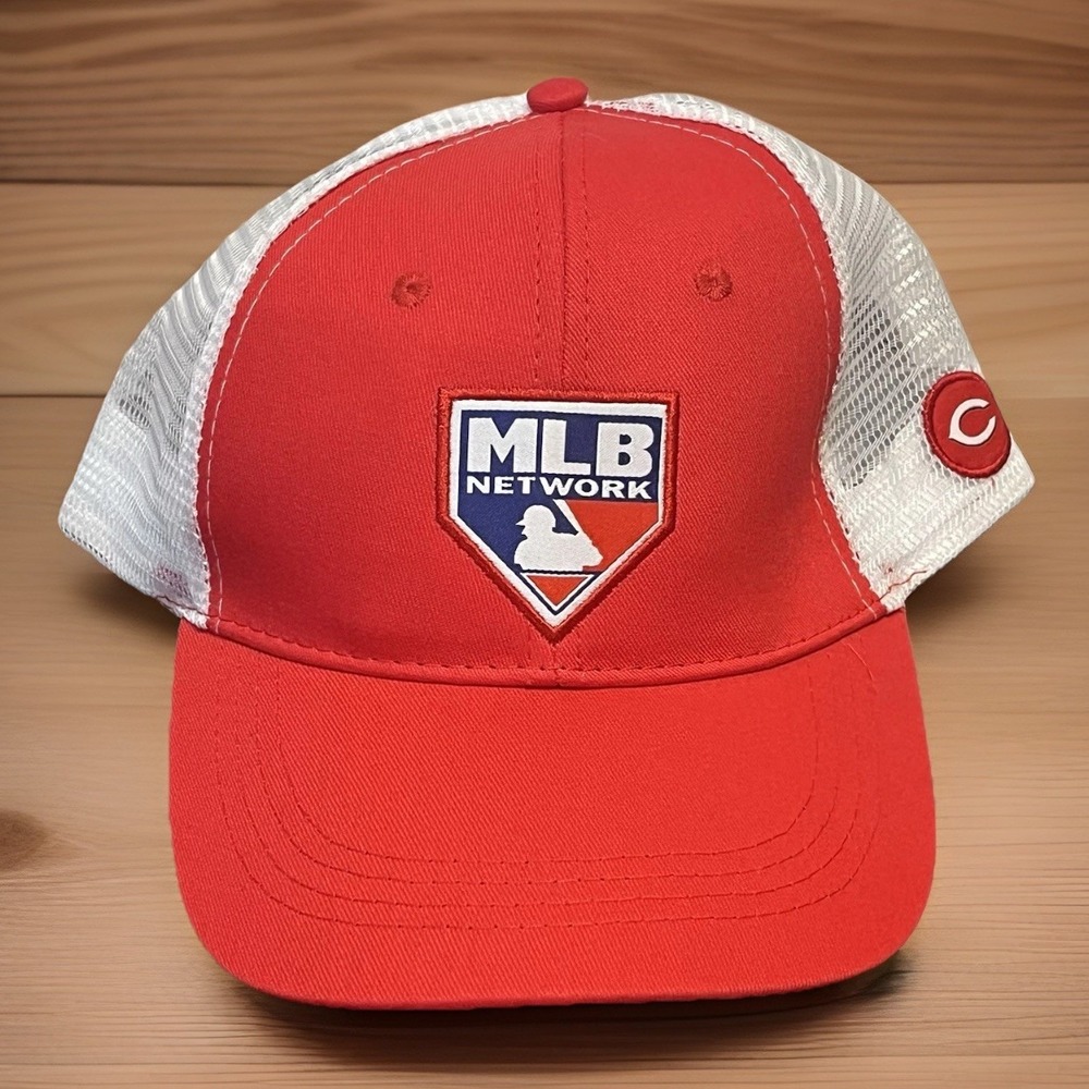 Cincinnati Reds Hat MLB Network Trucker Snapback Red White Mesh Patch Cap